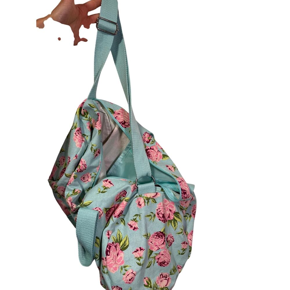 Floral Canvas Duffle Bag with Pink Roses - Picture 8 of 8